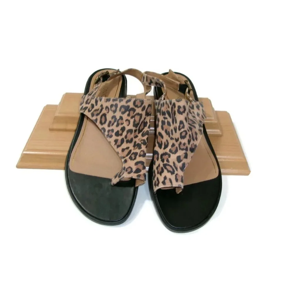 Vionice Womens Ella Toffee Leather Leopard Print Sandals Shoes Size 10 M - Picture 10 of 16